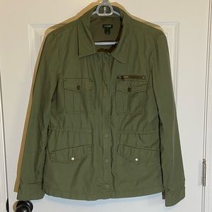 EUC J.Crew Woman’s Olive Green Ripstop Utility Jacket Army Lined